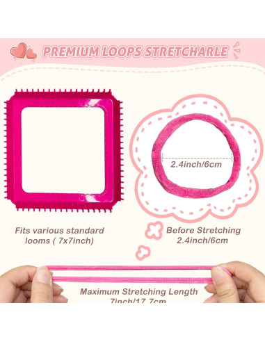 800 Bucles de Pastel Raylinix para Telar 7 Pulgadas - Manualidades