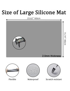 Tapete de Silicona Antideslizante LOGIFTVE 60x40cm Gris Claro 2