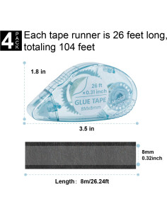Rodillo de Cinta Doble Cara MARCADORUS 4 Pcs 7.92 m x 0.79 cm 2