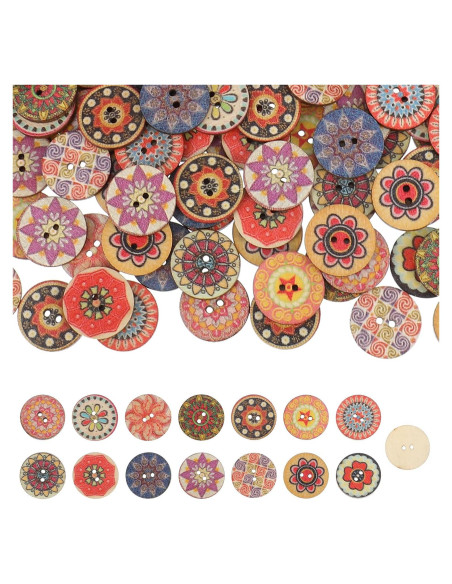 Botones de Madera Vintage MAIYO 300 Pcs 2 cm Multicolor