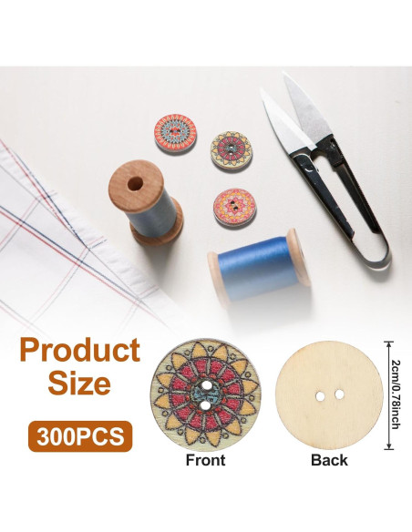 Botones de Madera Vintage MAIYO 300 Pcs 2 cm Multicolor