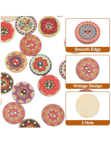 Botones de Madera Vintage MAIYO 300 Pcs 2 cm Multicolor