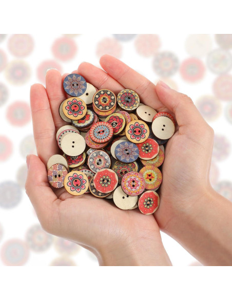 Botones de Madera Vintage MAIYO 300 Pcs 2 cm Multicolor