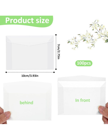 100 Sobres Transparentes FdcZeyxior 10x7 cm para Manualidades