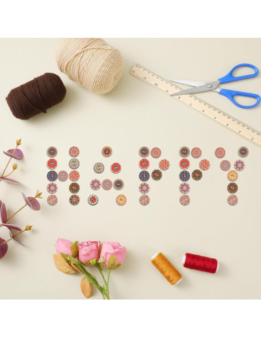 Botones de Madera Vintage MAIYO 300 Pcs 2 cm Multicolor