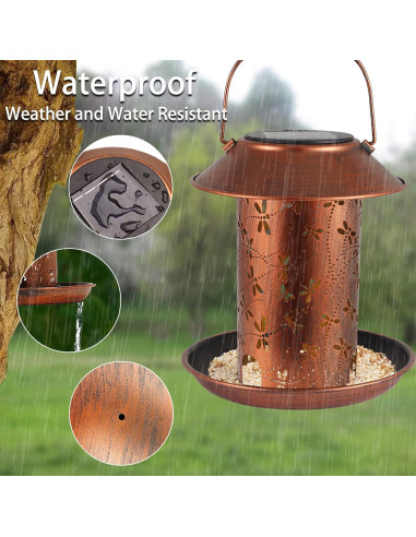 Comedero para Aves Solar Tepaken Libélula 0.91kg Metal