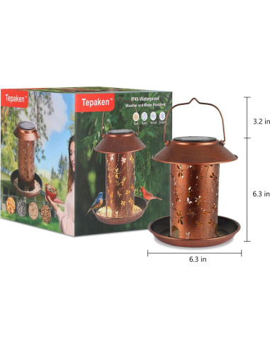 Comedero para Aves Solar Tepaken Libélula 0.91kg Metal