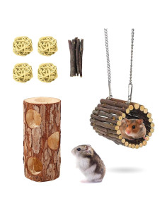 Túneles y Escondites de Madera Natural DINTSTYLE para Hámsteres