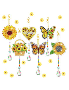 Kit de Arte de Diamante Tradder 6 Pcs Campanas de Viento Girasol
