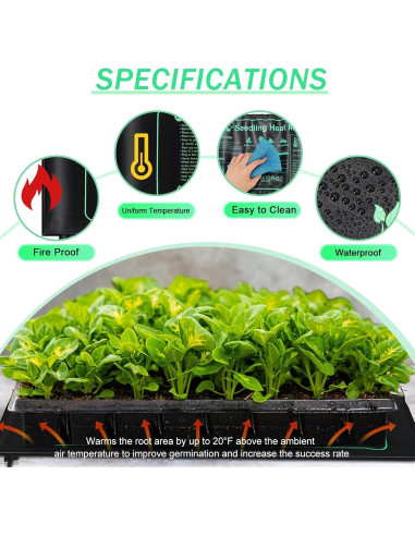 8 Almohadillas Térmicas para Plántulas ROCEEI 25.4x52.7 cm