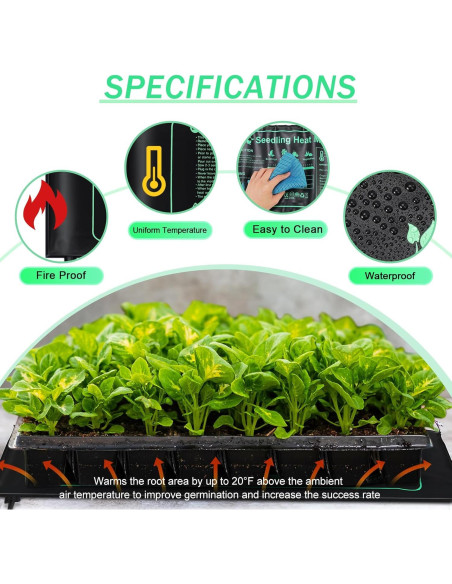 8 Almohadillas Térmicas para Plántulas ROCEEI 25.4x52.7 cm