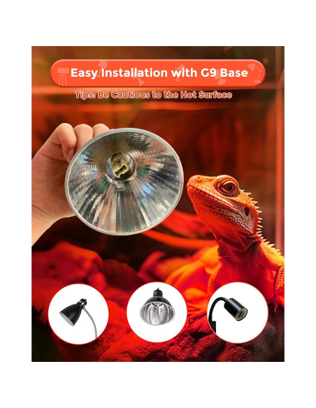 Bombillas de Calor para Reptiles Flaspar G9 50W Rojo Regulable