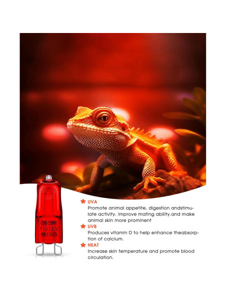 Bombillas de Calor para Reptiles Flaspar G9 50W Rojo Regulable