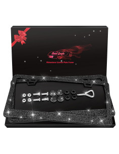 Marcos de Placas de Licencia Lord Eagle 2 Paquete Acero Inoxidable Negro con Rhinestones
