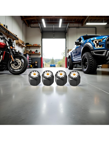 4 Tapas de Válvula de Neumático Wentoenapp Aluminio Blanca