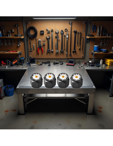 4 Tapas de Válvula de Neumático Wentoenapp Aluminio Blanca