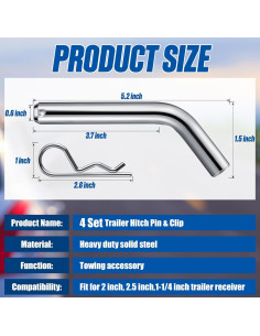 Juego de 4 Pasadores y Clips de Enganche Anglechic 5/8" 2