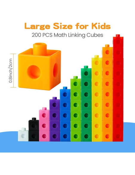 Conjunto de 200 Cubos Enlazables Matemáticos STEM 2 cm