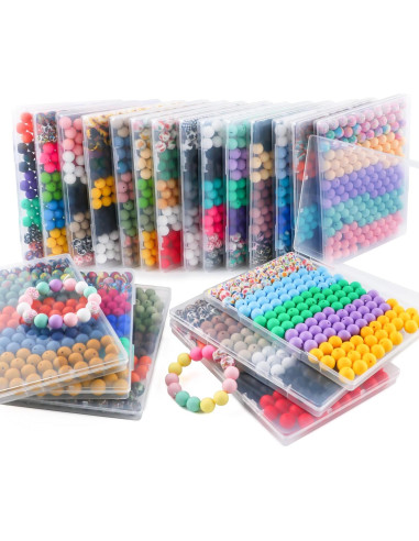 150 Perlas de Silicona 15mm HHCFAST Vaca Negra y Rosa