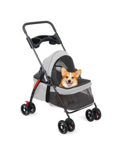 Carrito Plegable para Mascotas Reukmuuc hasta 10kg Gris