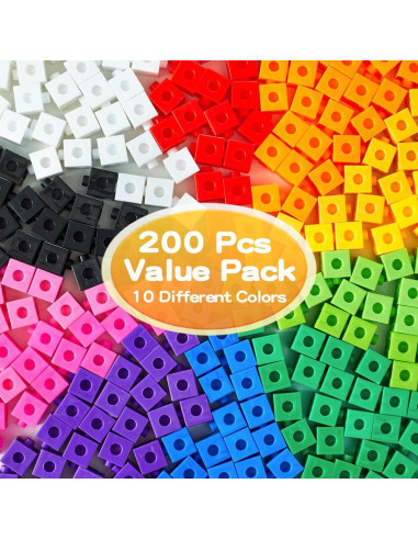 Conjunto de 200 Cubos Enlazables Matemáticos STEM 2 cm