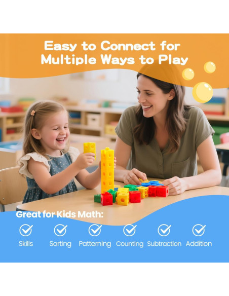 Conjunto de 200 Cubos Enlazables Matemáticos STEM 2 cm