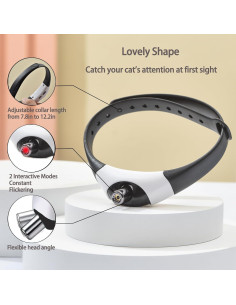Collar láser interactivo para gatos MZINGALL - Negro, 200-310mm 2