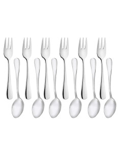 Juego de 12 Tenedores y Cucharas Snamonkia de Acero Inoxidable 13.7 cm