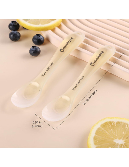 Cucharas de Silicona para Bebés Omnilove 6+ Meses - Set de 2 Cucharas de Silicona para Bebés Omnilove 6+ Meses - Set de 2