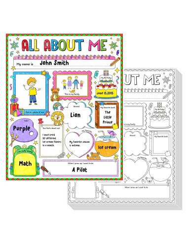 36 Pósters de Auto-Introducción SpriteGru 35.5x29cm para Colorear