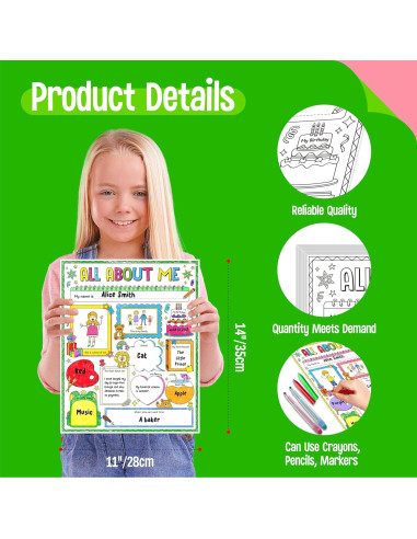 36 Pósters de Auto-Introducción SpriteGru 35.5x29cm para Colorear