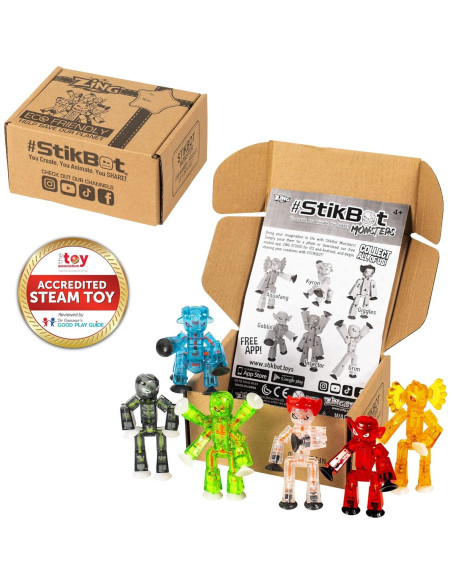 Conjunto de 6 Figuras StikBot Monstruos Poseables Zing