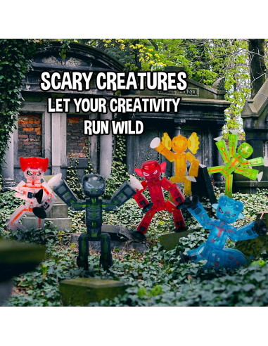 Conjunto de 6 Figuras StikBot Monstruos Poseables Zing