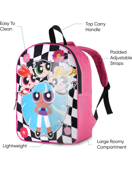 Mochila Powerpuff Girls Rosa 38.1x29.2x11.4 cm para Niñas