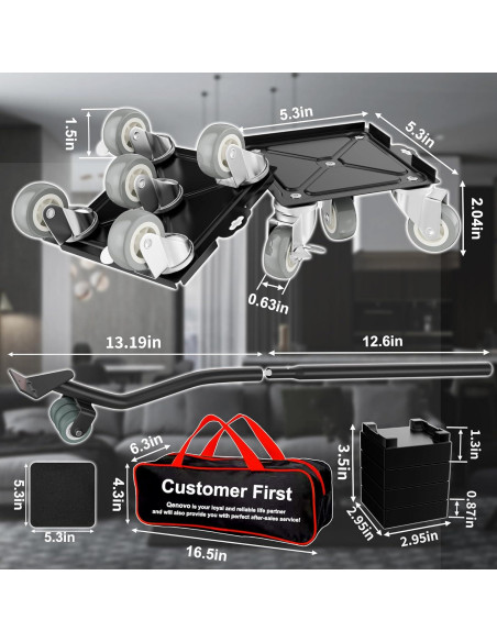 Juego de Carretillas para Muebles Qenovo 5 Ruedas 453.6 kg