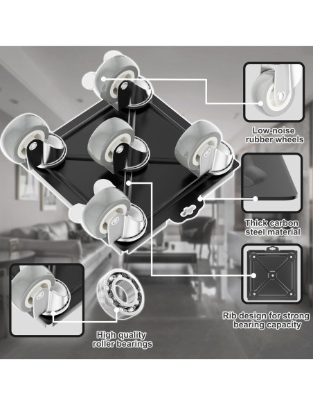Juego de Carretillas para Muebles Qenovo 5 Ruedas 453.6 kg