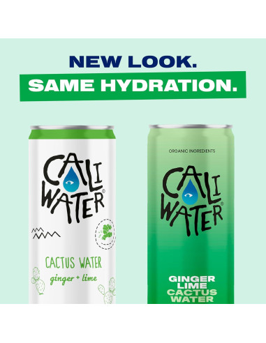 Caliwater Agua de Cactus Orgánica Jengibre y Lima 12 Latas 355ml