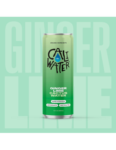 Caliwater Agua de Cactus Orgánica Jengibre y Lima 12 Latas 355ml