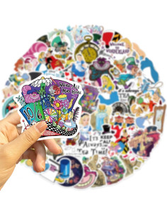 Paquete de 50 Calcomanías Impermeables Alicia en el País de las Maravillas 2