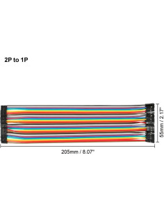 Cable de Cinta Hembra a Hembra uxcell 2P a 1P 20.5cm 2