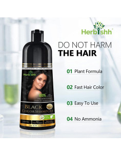 Kit Champú Colorante Herbishh 4pcs para Cabello Gris - Negro 2