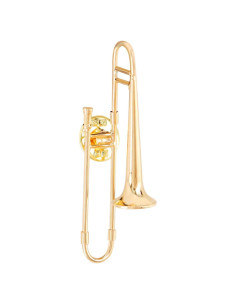 Broche de Trompeta EASTROCK Baño de Oro 5.33 cm con Estuche