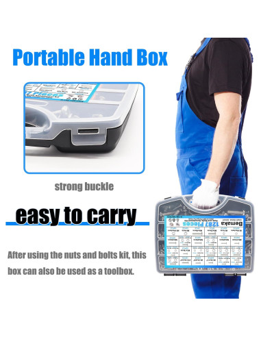 Kit de 1287 Tuercas y Tornillos Bemaka Acero Inoxidable