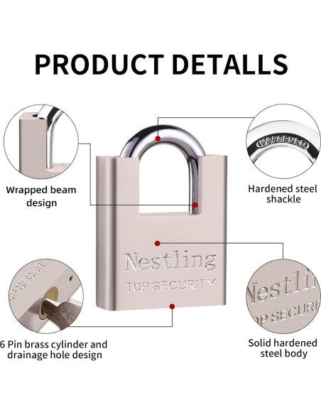 Candado AMMIY de Alta Seguridad con 4 Llaves - Acero y Latón