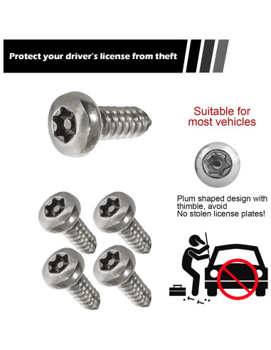 Juego de 4 Tornillos Antirrobo GKmow para Placas de Matrícula