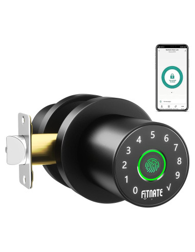 Cerradura Biométrica FITNATE con Huella Dactilar y App - Negro Mate