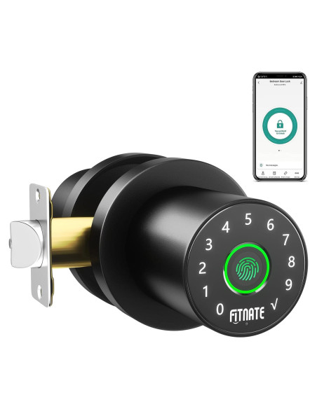 Cerradura Biométrica FITNATE con Huella Dactilar y App - Negro Mate