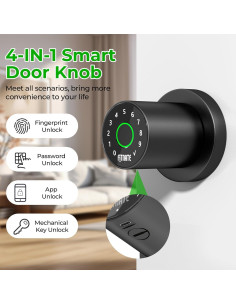 Cerradura Biométrica FITNATE con Huella Dactilar y App - Negro Mate 2