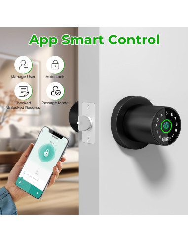 Cerradura Biométrica FITNATE con Huella Dactilar y App - Negro Mate