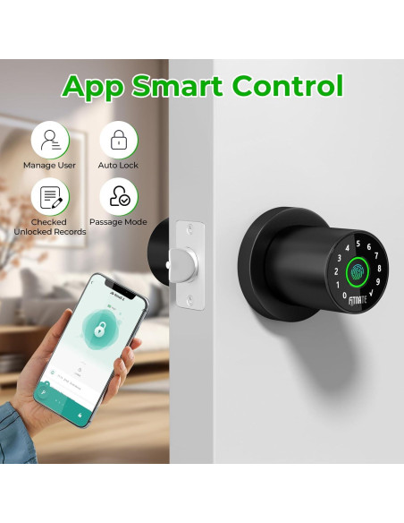 Cerradura Biométrica FITNATE con Huella Dactilar y App - Negro Mate